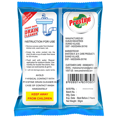Buy Prestine Drain Cleaner Heavy Duty, Cleans Grease, Melts Hair