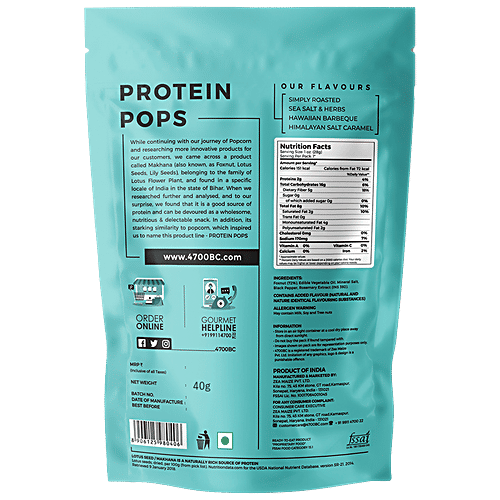 4700BC Protein Pops - Salt & Herbs, Foxnuts/Makhana, Gluten Free, Healthy Snack, 40 g Pouch 