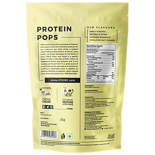 4700BC Protein Pops - Simply Roasted, Foxnuts/Makhana, Gluten Free, Healthy Snack, 35 g
