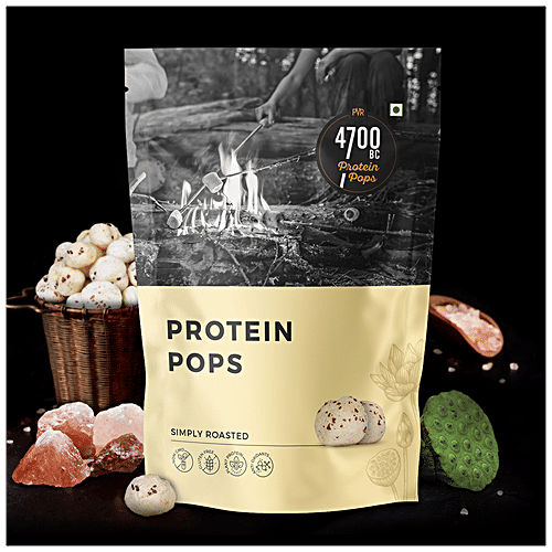4700BC Protein Pops - Simply Roasted, Foxnuts/Makhana, Gluten Free, Healthy Snack, 35 g