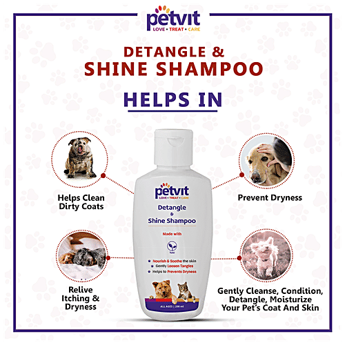 Buy Petvit Detangle & Shine Shampoo Tulsi Extract, Nourishing