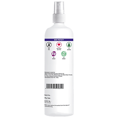 Petvit Natural Waterless Spray Shampoo - Plant Based, No Rinse Formula, For Dogs & Cats, 200 ml