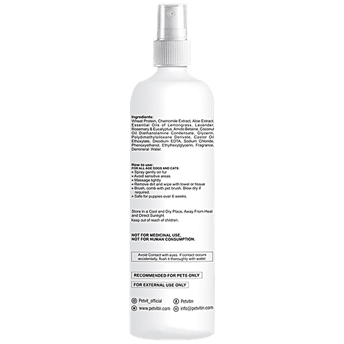 Petvit Natural Waterless Spray Shampoo - Plant Based, No Rinse Formula, For Dogs & Cats, 200 ml