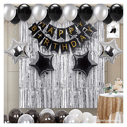 Creative Space Happy Birthday Banner - For Indoor & Outdoor Decorations, Black & Golden, 1 pc  