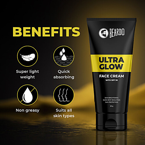 Beardo Ultraglow All In One Face Cream - SPF 30, Skin Brightening, Dark Spot Reduction, For Men, 60 g