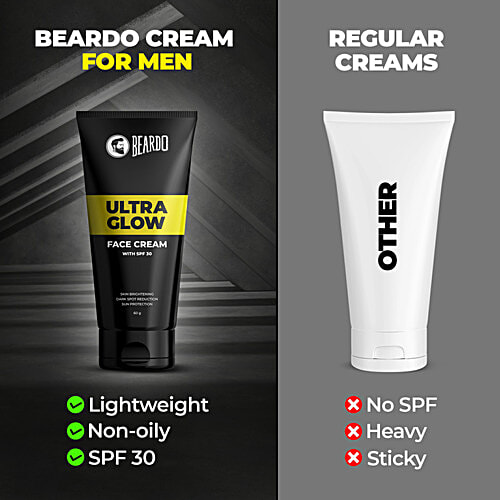 Beardo Ultraglow All In One Face Cream - SPF 30, Skin Brightening, Dark Spot Reduction, For Men, 60 g