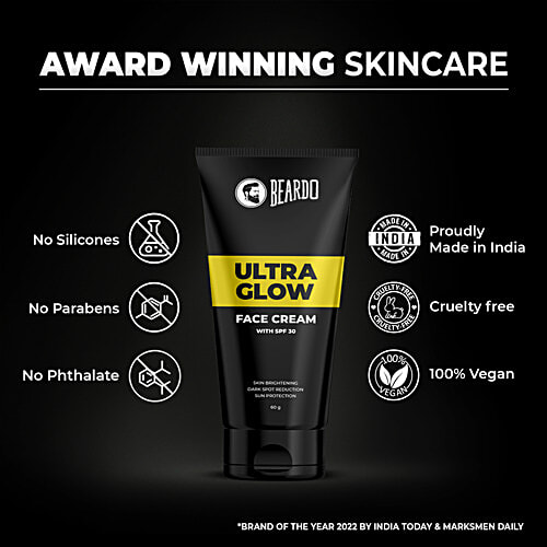 Beardo Ultraglow All In One Face Cream - SPF 30, Skin Brightening, Dark Spot Reduction, For Men, 60 g