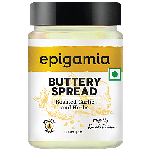 Epigamia Buttery Spread With Roasted Garlic & Herbs - Omega 3 Rich, Tangy Flavour, 250 g