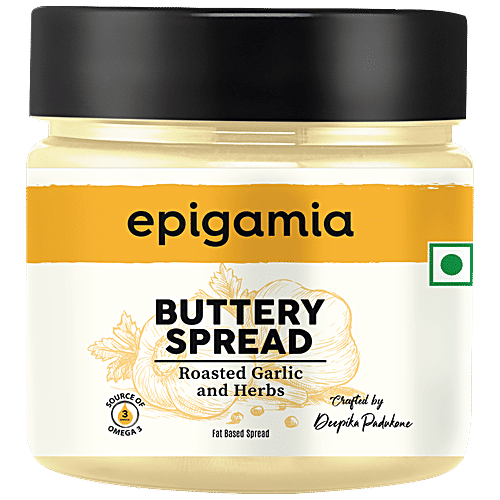 Epigamia  Buttery Spread With Roasted Garlic & Herbs - Omega 3 Rich, Tangy Flavour, 125 g  