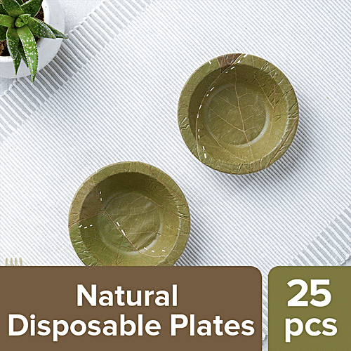 bb home Earth Natural Disposable Bowls - 10.8 cms, Siali Leaf, Round, 25 pcs