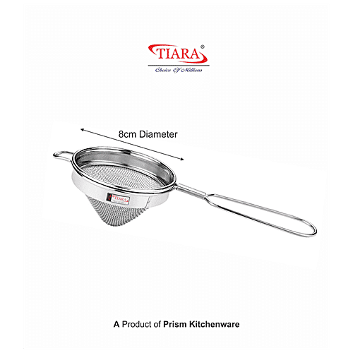 Tiara Stainless Steel Tea/Coffee Strainer - Conical Double Net, Food Grade Mesh, No.2, 1 pc  