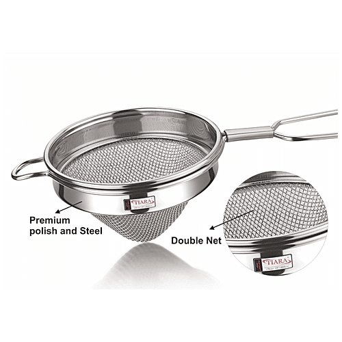 Buy TIARA Stainless Steel Tea/Coffee Strainer Conical Double Net, Food Grade Mesh, No.2 Online