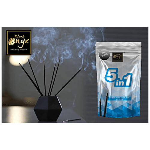Black Onyx 5-IN-1 Premium Incense Sticks / Agarbatti - Assorted Five Long Lasting Fragrances, 150 g  