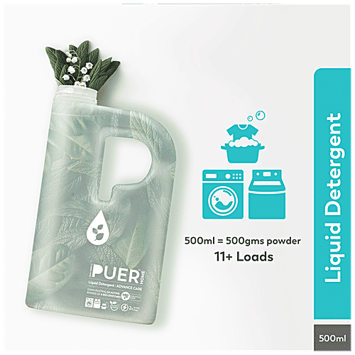 Brand Nourish's Pure Advance Care Liquid Detergent - 2X Active Power Of Bio-Enzymes, Stain Buster, Everlasting Bloom, 500 ml Bottle 