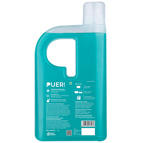 Brand Nourish's Pure Advance Care Liquid Detergent - 2X Active Power Of Bio-Enzymes, Stain Buster, Everlasting Bloom, 1 L Bottle 