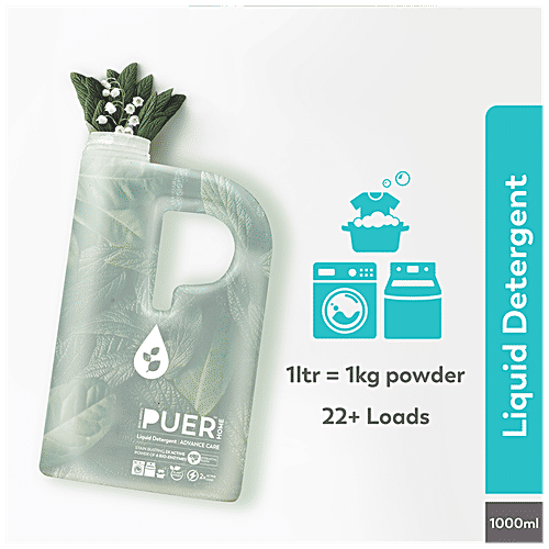 Brand Nourish's Pure Advance Care Liquid Detergent - 2X Active Power Of Bio-Enzymes, Stain Buster, Everlasting Bloom, 1 L Bottle 