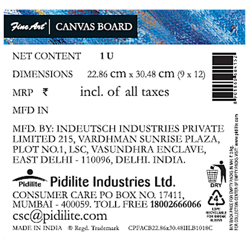 Buy Fine Art Canvas Board for Painting, 100 Cotton Fine Grain Canvas