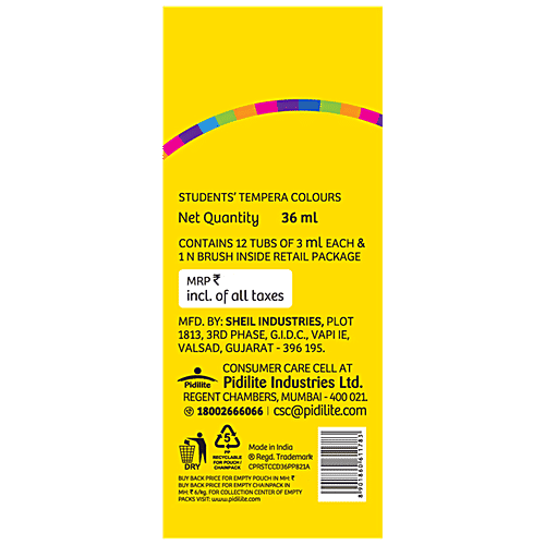 Rangeela Tempera Colours - Pigmented, Bright, 12 pcs