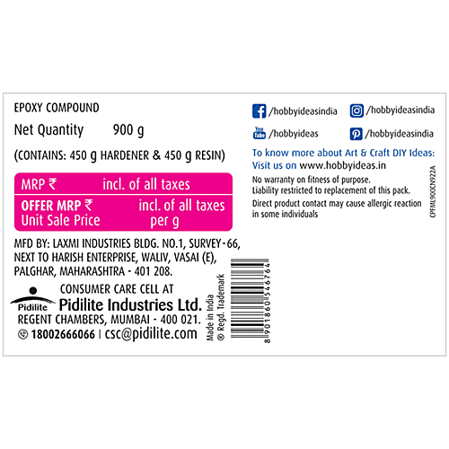 Fevicryl Mould It Clay - Clay Set For Modelling & Sculpting, Quick Air Dry Clay For Art & Craft, 900 g  Create Murals, 3D Art, Sculptures & Home Decor, Gift For Artists, Students, Children