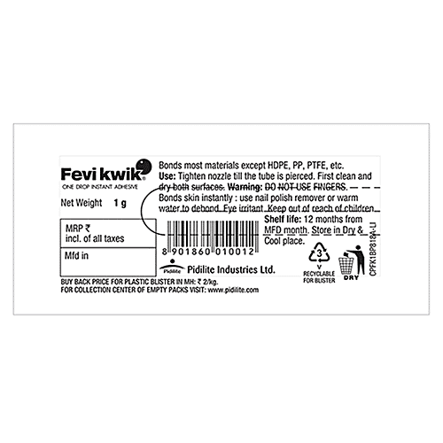 Buy Fevikwik Instant Adhesive Strong Glue, Used For Multiple Surfaces Online at Best Price of