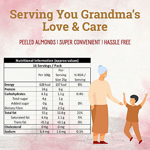 Borges Almonds - Blanched & Peeled, Wholesome Nutrition, 400 g  