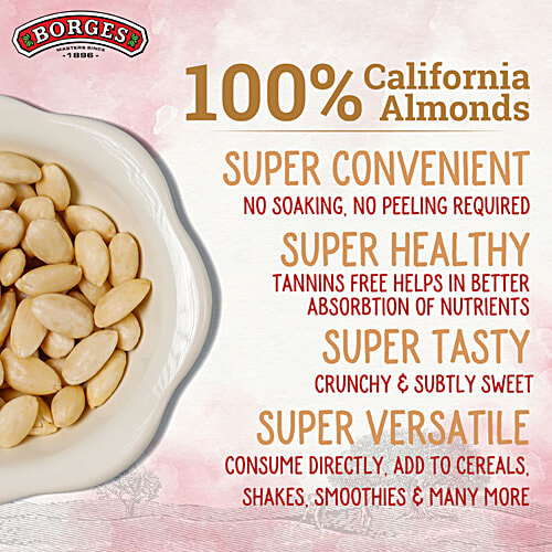 Borges Almonds - Blanched & Peeled, Wholesome Nutrition, 400 g  