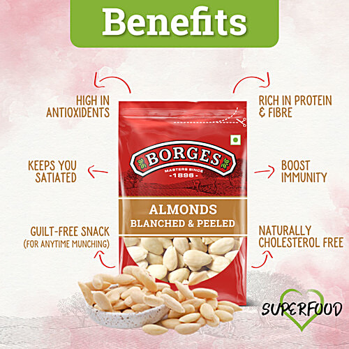 Borges Almonds - Blanched & Peeled, Wholesome Nutrition, 400 g  