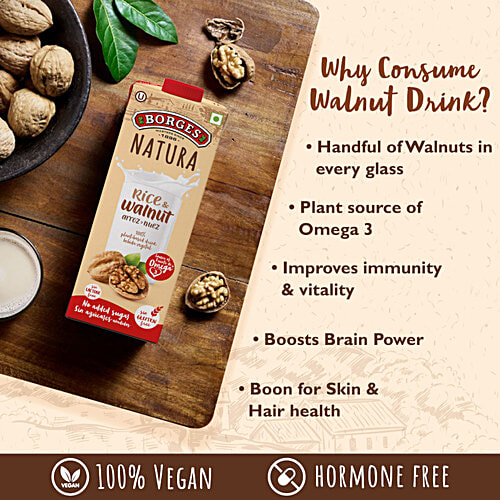 Borges Natura Rice & Walnut Drink - Vegan, No Added Sugar, Gluten-free, 250 ml