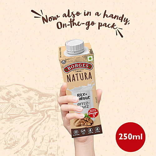 Borges Natura Rice & Walnut Drink - Vegan, No Added Sugar, Gluten-free, 250 ml