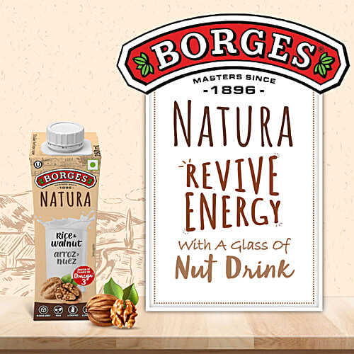 Borges Natura Rice & Walnut Drink - Vegan, No Added Sugar, Gluten-free, 250 ml