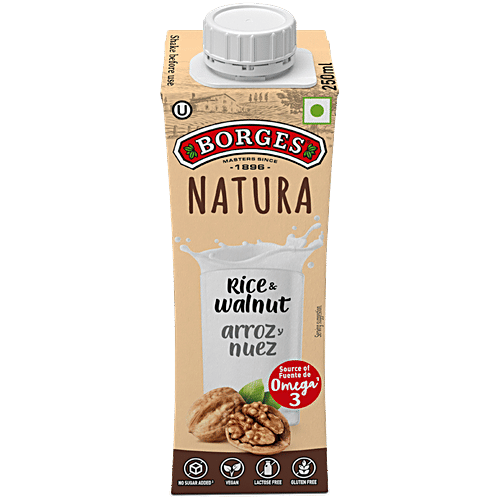 Borges Natura Rice & Walnut Drink - Vegan, No Added Sugar, Gluten-free, 250 ml