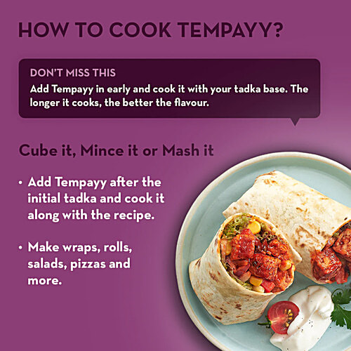 Hello Tempayy Spicy Peri Peri Tempeh Cubes - Clean, Lean Protein, Makes Rolls & Salads, 200 g  40g Protein Packed, Low Fat, Low Carbs, Fiber Rich