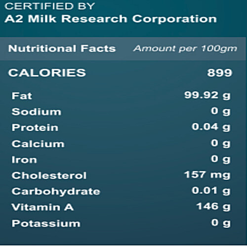 Farm2Mamma Vedic A2 Desi Cow Bilona Ghee - Rich In Omega-3 & Protein, For Healthy Heart, 500 ml