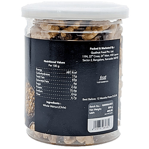 Qualinut Gourmet Jumbo Whole Walnut Kernel - Chile, Good For Gut, Promotes Heart Health, 200 g  