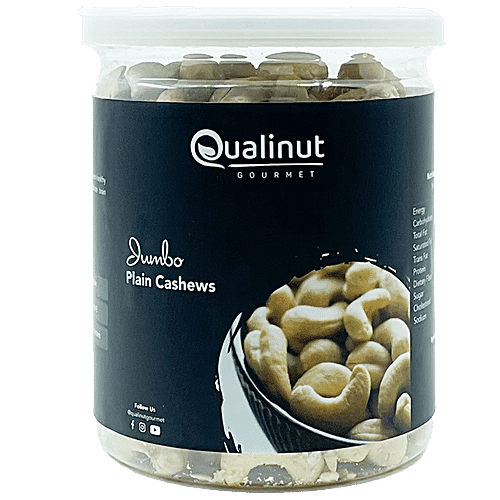 Qualinut Gourmet Jumbo Plain Cashews - High In Protein, Rich In Vitamin E, Boosts Immune System, 250 g  
