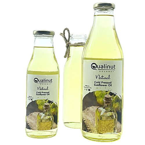 Qualinut Gourmet Natural Sunflower Oil - Rich in Vitamin E & PUFA, Enhance Oral Health, 1 L  