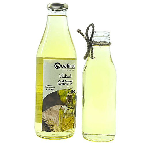 Qualinut Gourmet Natural Sunflower Oil - Rich in Vitamin E & PUFA, Enhance Oral Health, 1 L  
