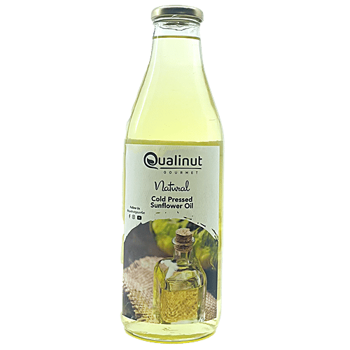 Qualinut Gourmet Natural Sunflower Oil - Rich in Vitamin E & PUFA, Enhance Oral Health, 1 L  