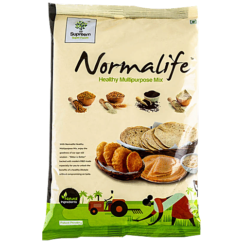 Supreem Super Foods Normalife - Multipurpose Flour Mix, Wheat, Fenugreek & Black Seeds, 500 g Pouch 