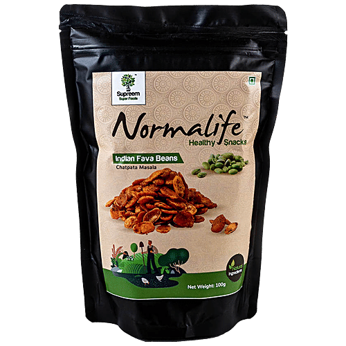 Supreem Super Foods Normalife - Indian Fava Beans, Chatpata Masala, Healthy Snack, Gluten Free, 100 g Pouch 