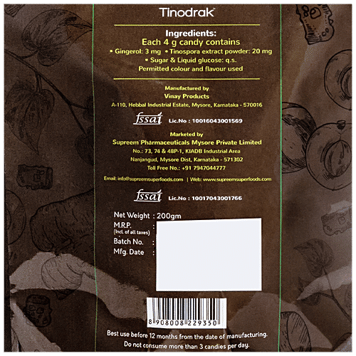 Supreem Super Foods Tinodrak - Immunity Booster Candy, Ginger & Tinospora, 50 pcs Pouch