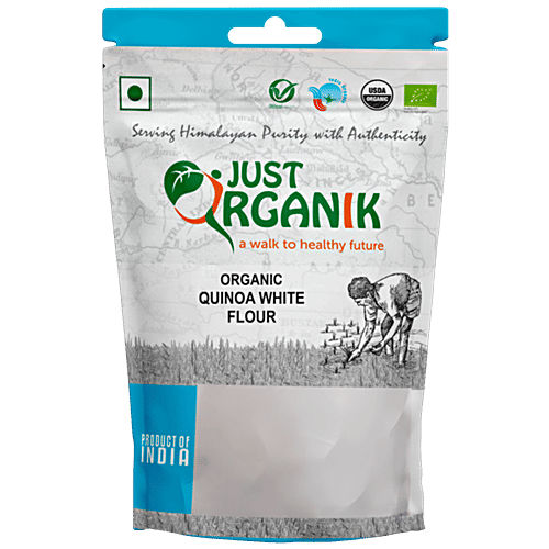 Just Organik Quinoa White Flour - High In Fibre & Protein, For Weight Management, 500 g Pouch