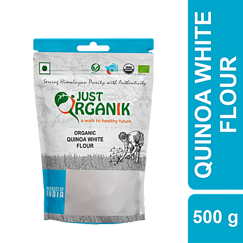 Just Organik Quinoa White Flour - High In Fibre & Protein, For Weight Management, 500 g Pouch