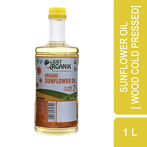 Buy Just Organik Sunflower Oil Low Saturated Fat, Supports Cardiac