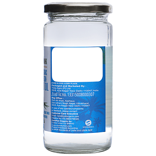 Just Organik Organic Extra Virgin Coconut Oil - Cold-pressed, Antioxidant Rich, 350 ml PET Jar 