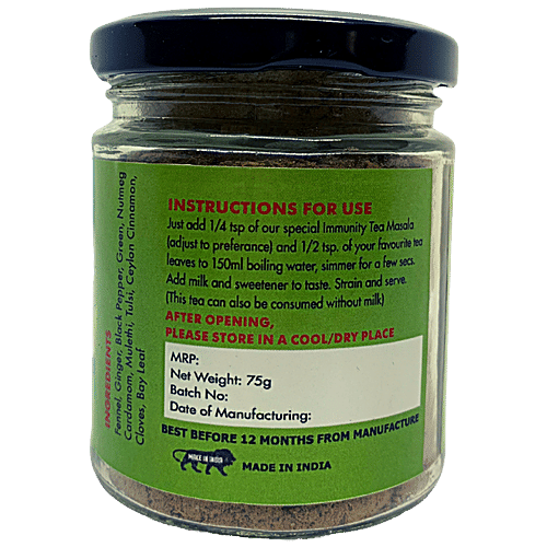 Rooted Peepul Immunity Chai Masala - With Tulsi & Mulethi, No Added Sugar, No Added Flavours/Preservatives, 75 g