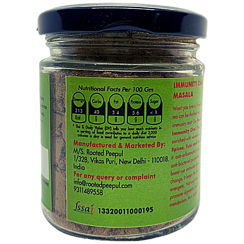 Rooted Peepul Immunity Chai Masala - With Tulsi & Mulethi, No Added Sugar, No Added Flavours/Preservatives, 75 g