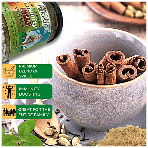 Rooted Peepul Immunity Chai Masala - With Tulsi & Mulethi, No Added Sugar, No Added Flavours/Preservatives, 75 g