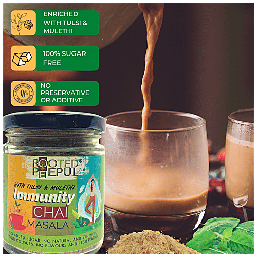 Rooted Peepul Immunity Chai Masala - With Tulsi & Mulethi, No Added Sugar, No Added Flavours/Preservatives, 75 g
