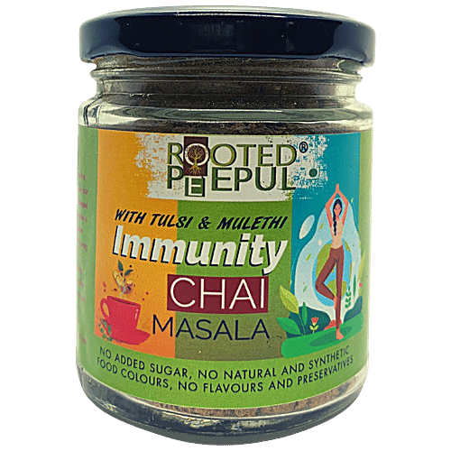 Rooted Peepul Immunity Chai Masala - With Tulsi & Mulethi, No Added Sugar, No Added Flavours/Preservatives, 75 g